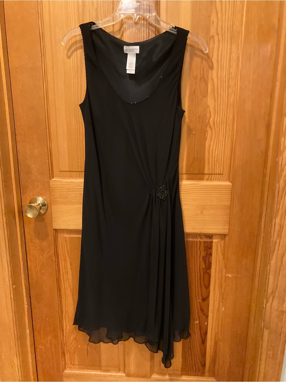 Police Black Sleeveless Midi Dress with Beaded Side Detail